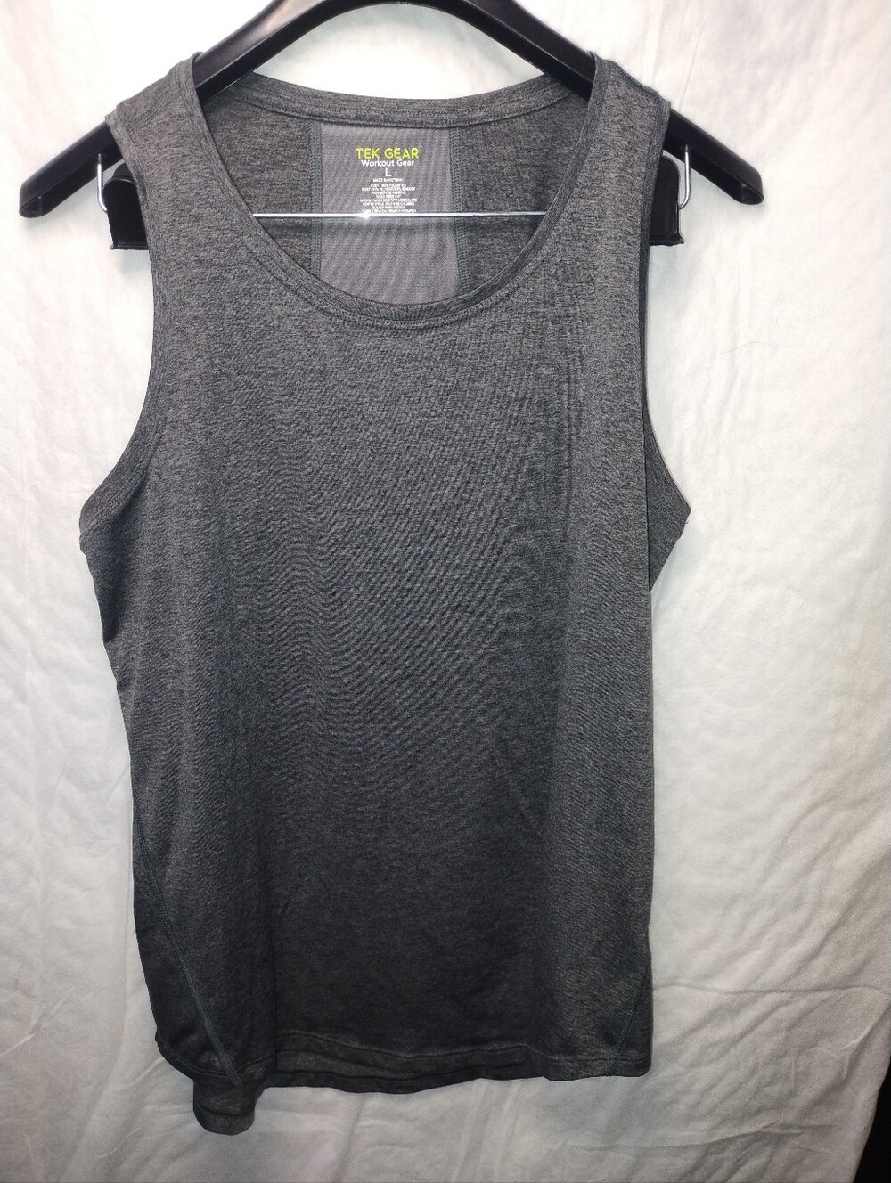 Tek Gear ladies Workout Tank Top size L in a heathered charcoal gray color.